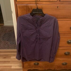 Navy and Red Checkered Blouse